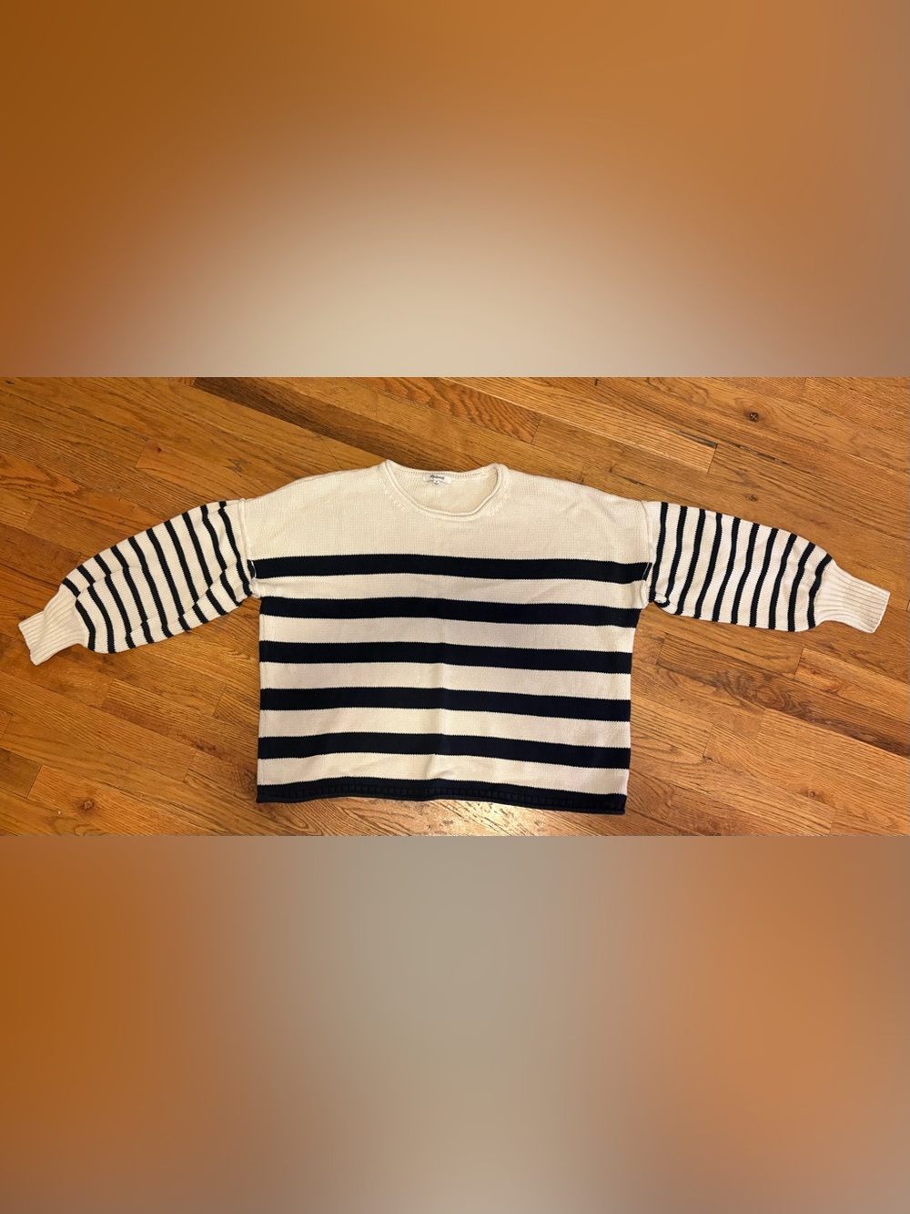 Madewell Striped Crewneck Sweater - Cream & Blue